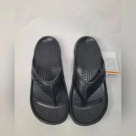 Crocs Baya Unisex Black Thong Flip Flops Beach Sandals Mens 9 Womens 11 New - Picture 2 of 4